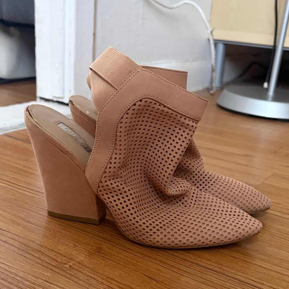 Guess Tan Perforated Heeled Boots